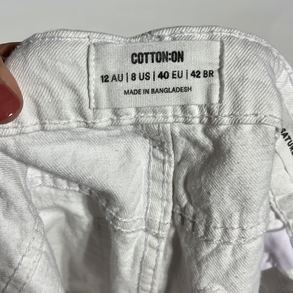 Cotton On Mid Rise Saturday White Cuffed Denim Shorts Size 8 - Picture 7 of 9